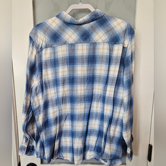 Blue and White Plaid Button Down Shirt - Picture 2 of 3